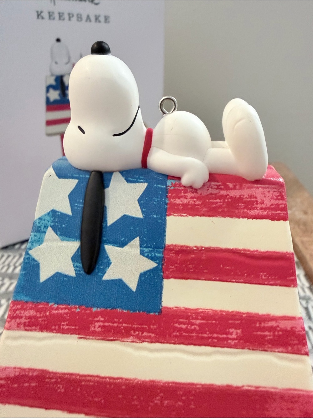 Hallmark Peanuts Patriotic Snoopy Doghouse Ornament - Red, White, Blue - Picture 7 of 10